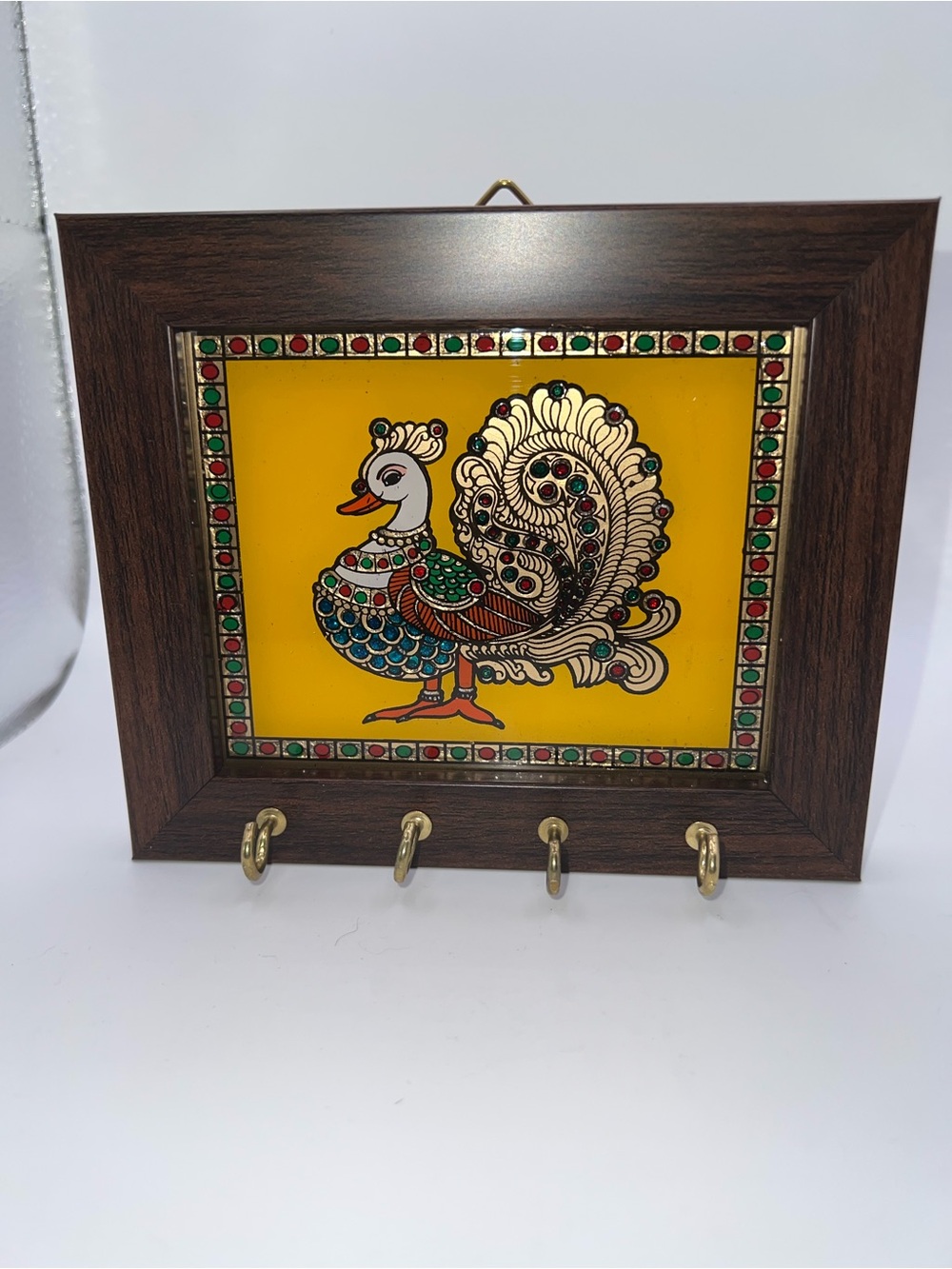 Yellow Peacock Wall Key Holder - Decorative Home Wall Decor